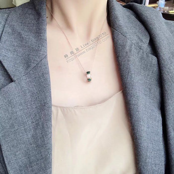 Bvlgari飾品 寶格麗蛇骨項鏈 天然白綠瑪瑙項鏈  zgbq3357